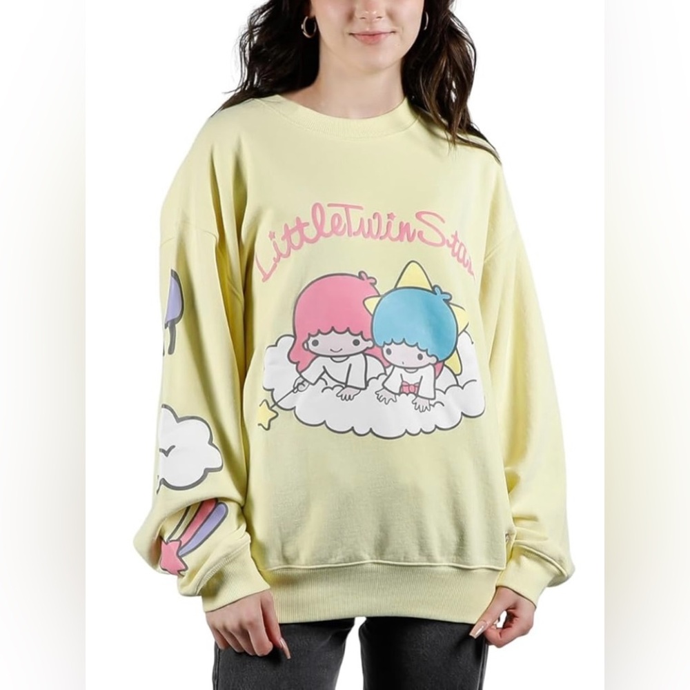 Dumbgood x Sanrio Little Twin Stars Oversized Graphic Sweatshirt Yellow XXL